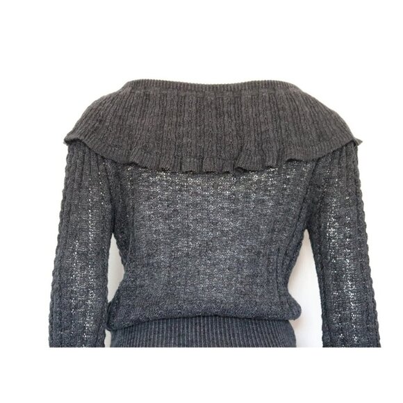 Free People Women's Small Gray Crazy In Love Sweater Crochet Knit Pullover Top - Picture 7 of 9